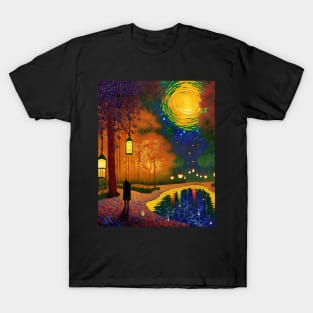 Magic Lantern Light Lake Water Pond Reflection Watercolor T-Shirt